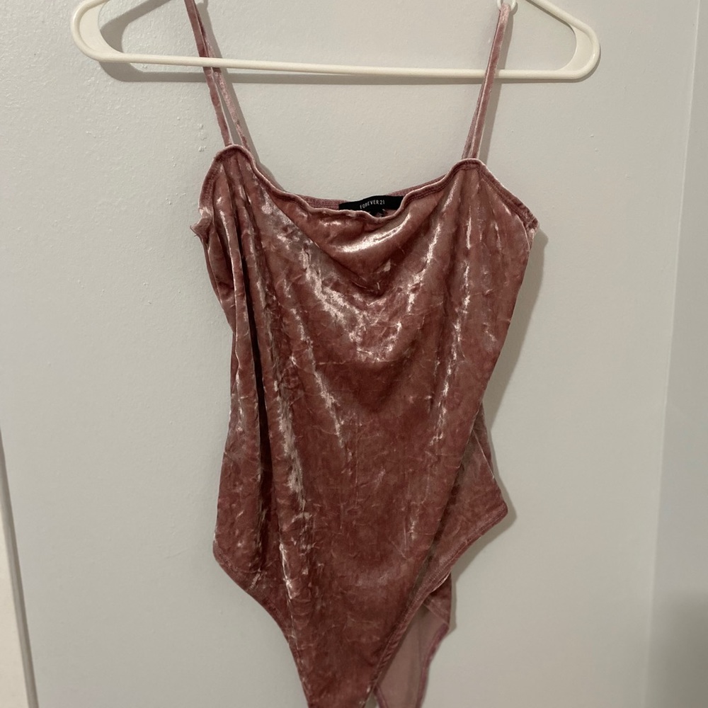 Forever 21 pink velvet bodysuit